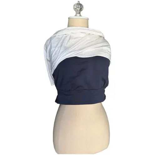 Athleta  Full Force Mesh Tank Wireless Built-in Bra White Black Size Large