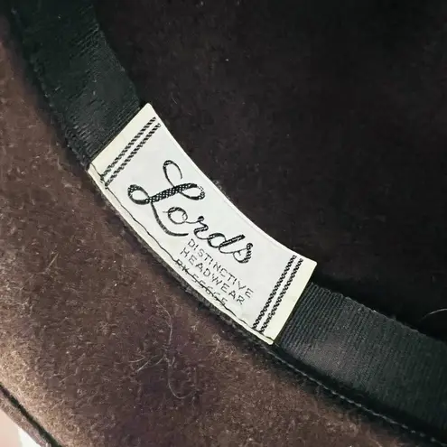 Vintage Geo W Bollman Lords Chocolate Doeskin Felt Wool Hat Feather