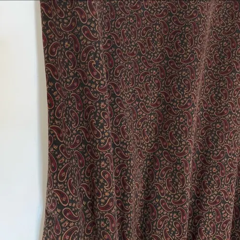 Paisley Dress Cottagecore Paisley Print Earth Tones Modest Midi Long Sleeve Brown