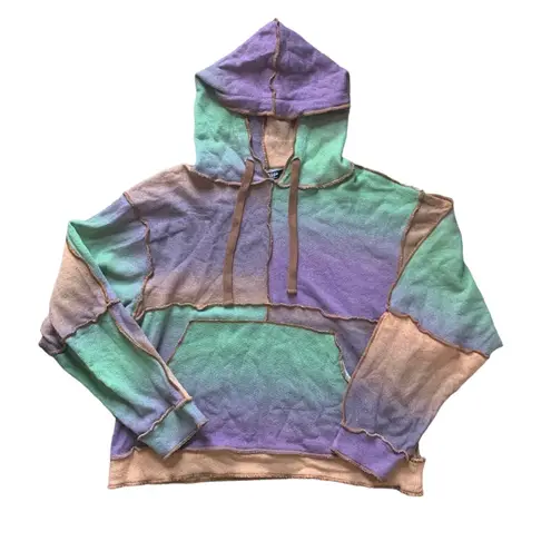 Jaded London oversized patchwork lightweight knitted hoodie wool blend 4