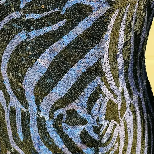 Alyce Paris Sequin Party Mini Dress Animal Print Black & Purple Size 10