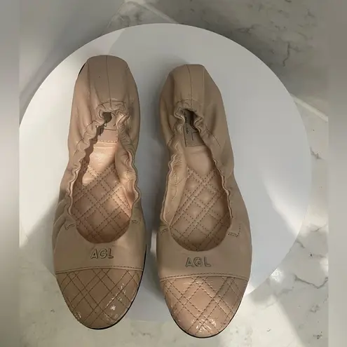 AGL Women's Ag Maruska Ballet Leather Flats in Blush Sz 37 $299