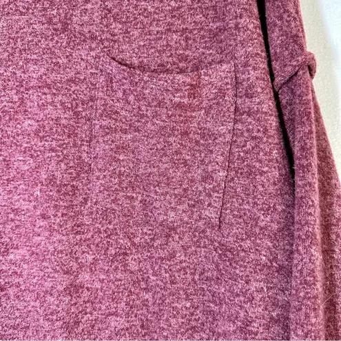 Zenana Outfitters Burgundy Pullover Top Sweater L Stretchy Drop Shoulder Soft Long Sleeve