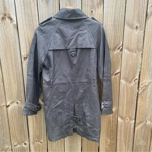 💛 Velez Leather Dark Trench Coat Columbian Designer Brown Size M