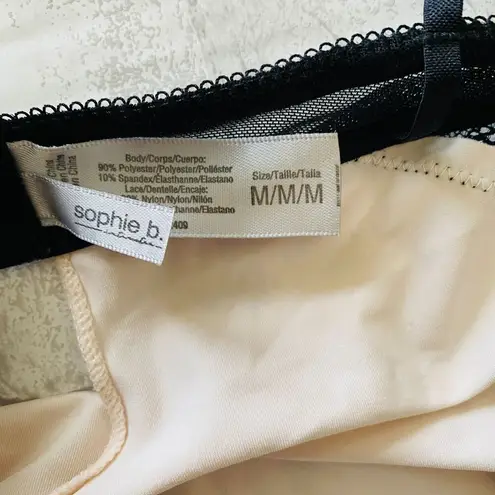 Sophie B Black Beige Lace Babydoll Chemise Molded Cups Adjustable Straps Sz M - Image 6