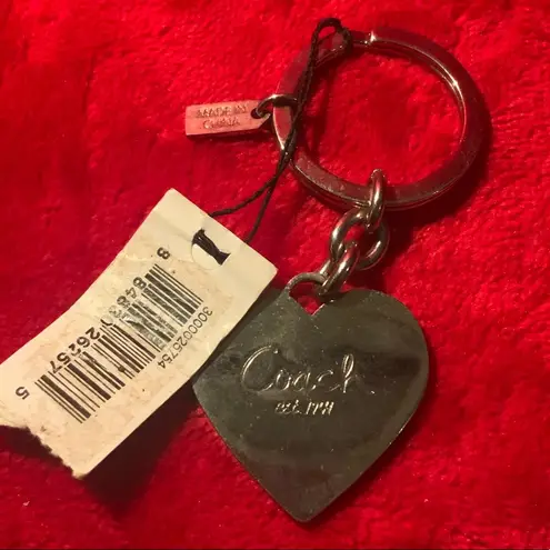 Coach A Very Beautiful Vintage Striped Heart  Keychain Key Fob Key ring