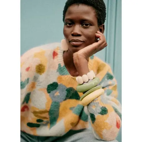 Sézane NWT Sezane Isadora Jumper in Flowers Mohair Wool Blend Sweater M