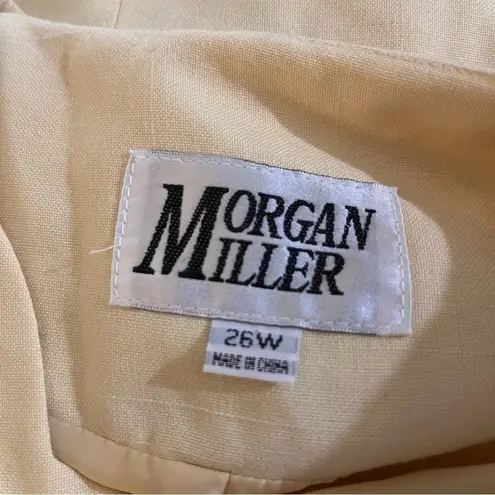 Vintage 80s Morgan Miller Embroidered Eyelet Jacket Cream Yellow 26W