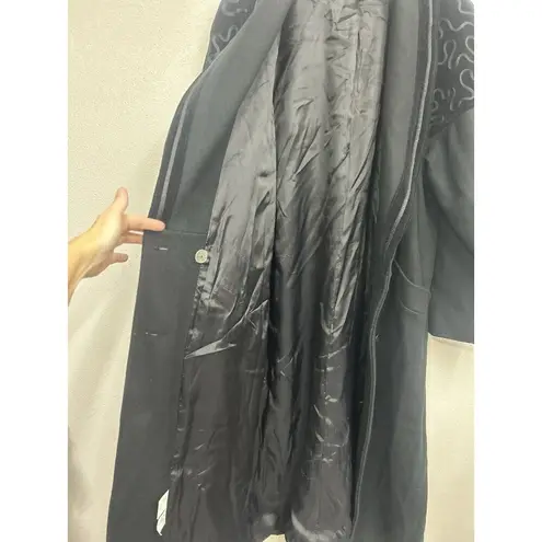 Vintage Stephanie Mathews Wool Trench Coat 10 Black Dark Academia USA Made