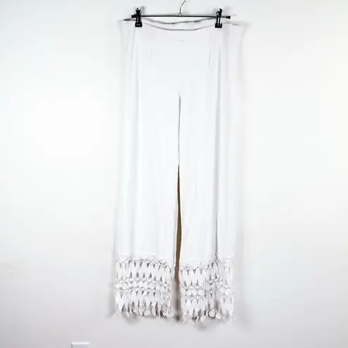 Sagaie Paris Vintage White Crochet Lace Trim Pants Size 6