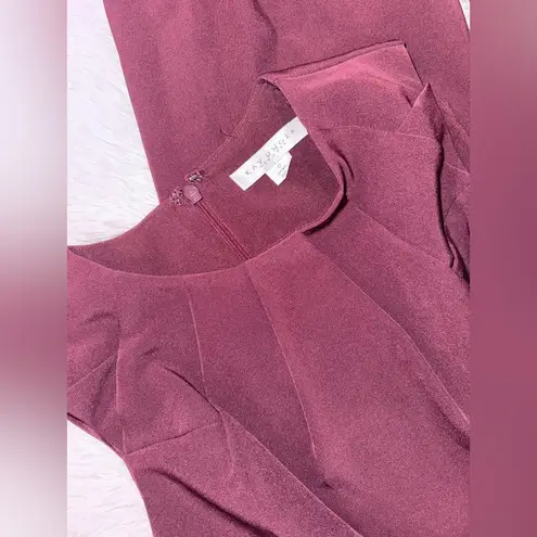 NWOT Kay Unger Zeda Crepe Dress Burgundy Pantsuit Purple Size 0