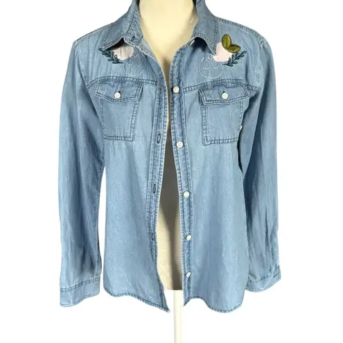 Star Wars Box Lunch blue denim long sleeve button down shirt women's size XS