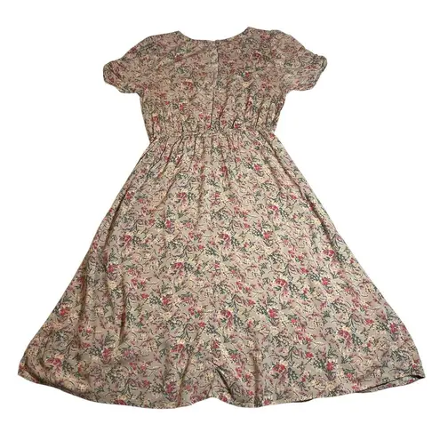 Mimi Chica Crewneck Floral Print Midi Length Size L Cottagecore Boho Colorful