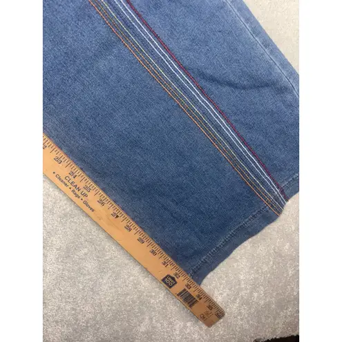 Modcloth  Fervour Rainbow Wide Leg High-Rise Jeans Women' Size 12 70s inspire nwt