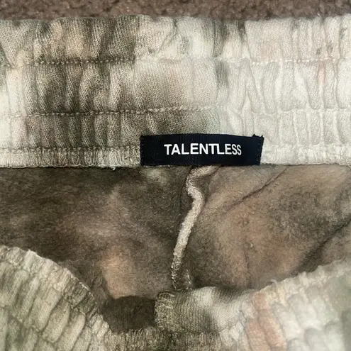 Talentless Tie Dye Collection Jogger Sweatpants 100% Cotton Green Camo Large