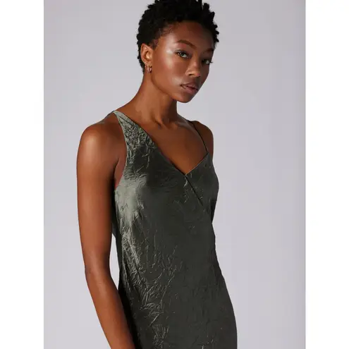 Equipment Femme Aurore Crinkle Wrap Dress Castor Grey Size 6 NEW