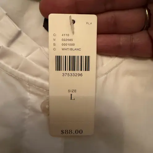 HD in Paris from Anthropologie White Ruffle Collar Button-Down Blouse - L (NWT)