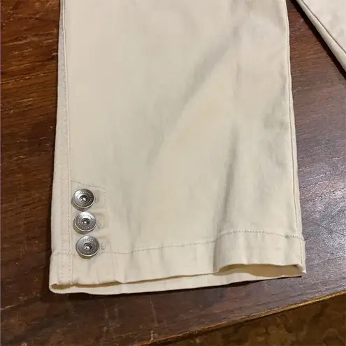 Christopher & Banks Women's Capri Pants Cream Size 10 Button Detail Hem