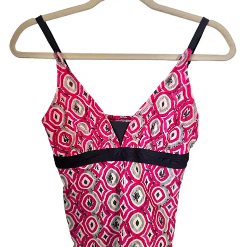 Free Country Womens Sz S Pink Dark Gray Swimwear Layered Printed Tankini Top