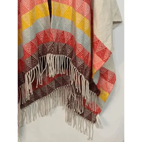 American Eagle  Outfitters Womens Native Poncho Fringe Multicolor One Size