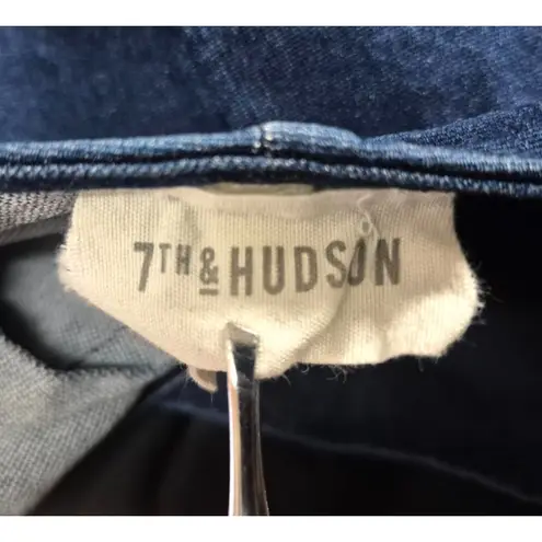 7th & Hudson Front Zip Denim Jean Mini Dress Sleeveless Bodycon Size M Festival Blue Size M