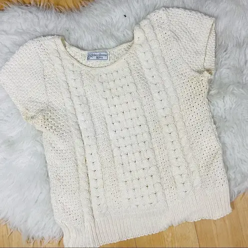 Vintage Cerulean Ivory / off white Short Sleeved Cross Country Knits Sweater Blue Size undefined