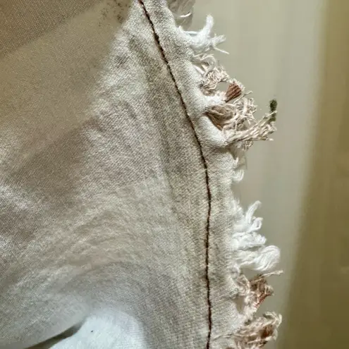 Saints & Hearts Size L Flare Pants • Brown/White Stripes • Fringe Hem Boho Brown