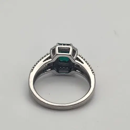 Renaissance Jewelry Lab Created Emerald & White Sapphire Sterling Silver Ring Green
