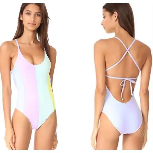 PilyQ New. pastel stripe one piece. Small. Retails $178