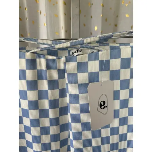 Elodie NWT Tie High Waist Retro Checker 70s Flare Bell Bottoms Wide Leg Pants S