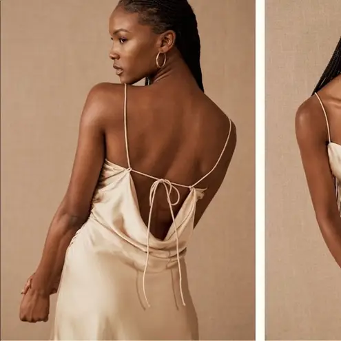 Sachin + Babi NWT Winter Slip Dress in Gold Size 8 Satin Tie Back