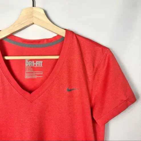 Nike  Dri-Fit Red V-Neck Short Sleeve Athletic Running Top M