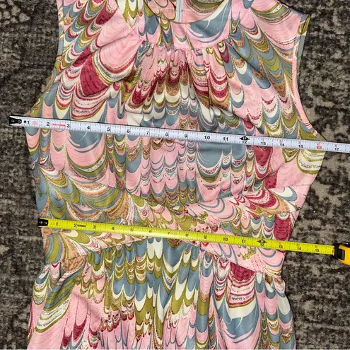 Leslie Fay Vintage 60’s 70’s Womens 4 6 Psychedelic Marbled Pink Blue Maxi Dress