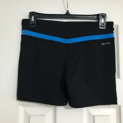 Nike  Dri-FIT shorts in black size small  blue detailing athletic running cheer