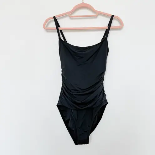 La Blanca NEW Island Goddess One Piece Swimsuit Black Medium Minimalist Luxe