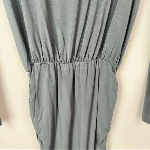 Hard Tail Blue Gray Ruched Cinched Side Long Sleeve Knee Length Dress S