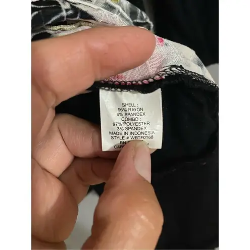 Notations  Black Multicolored Cardigan Built In Tank 3/4 Sleeve Size 1X thumbnail 5