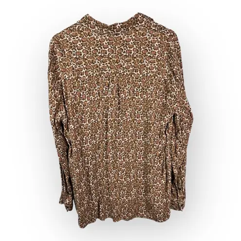 Betabrand Womens size XL Ruth Bader Ginsburg RBG Leopard Brown Button Up