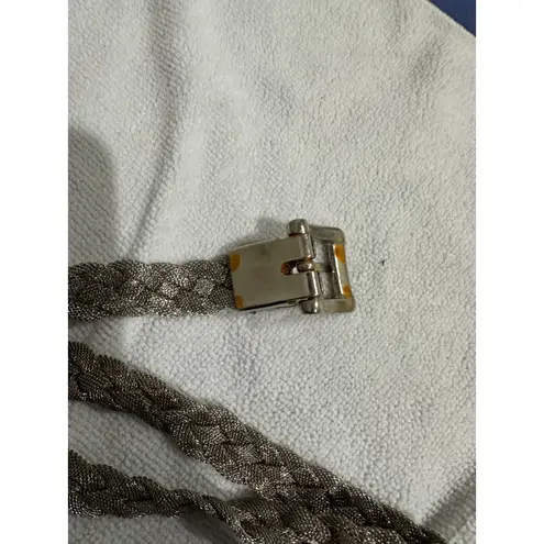 Womens Vintage Braided Chain Belt Metallic Silver Adjustable Dressy Fashion