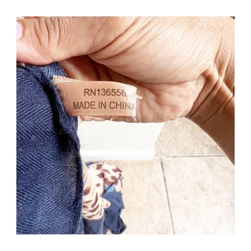 Animal And Denim Blue Print Boutique Scarf Oversized Lightweight