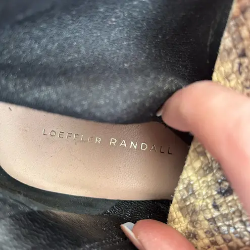 Loeffler Randall Tan Snakeskin Flare Block Heel Booties Sz 8.5