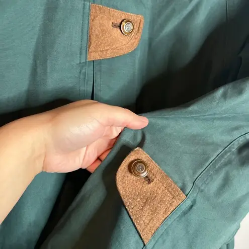 Vintage Fleet Street teal insulated lined trench coat jacket Blue Size 12P