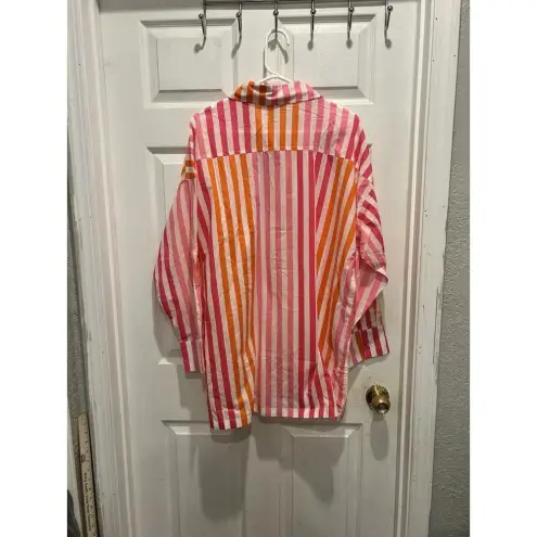 Beach Riot  Alexa‎ Coverup Sunset Pink Red Striped Button Front Petite Large