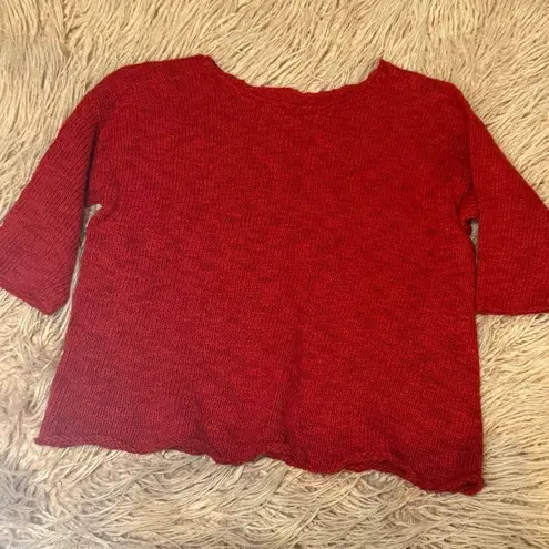 Handmade Elegant Scarlet Crew Neck Sweater