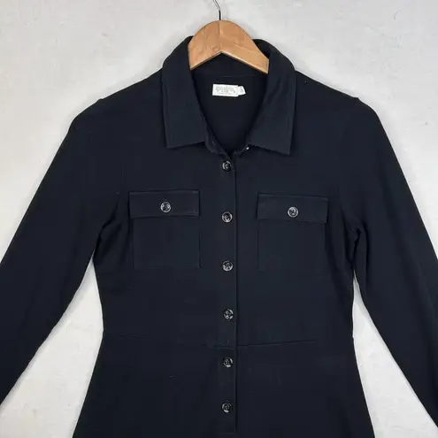 Spartina 449 Spartina Dress Womens XS Black Shirt Dress Long Sleeve Button Front Pockets
