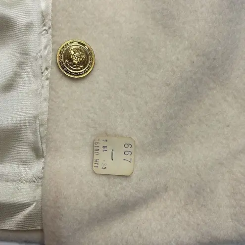 70s Vintage Ivory Wool Forecaster Coat military naval style double breasted Med White