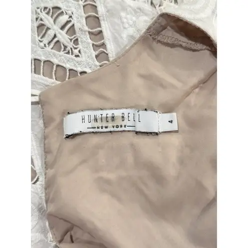 Hunter Bell Womens Top White Crochet Lace Overlay 3/4 Sleeve Blouse Size 4