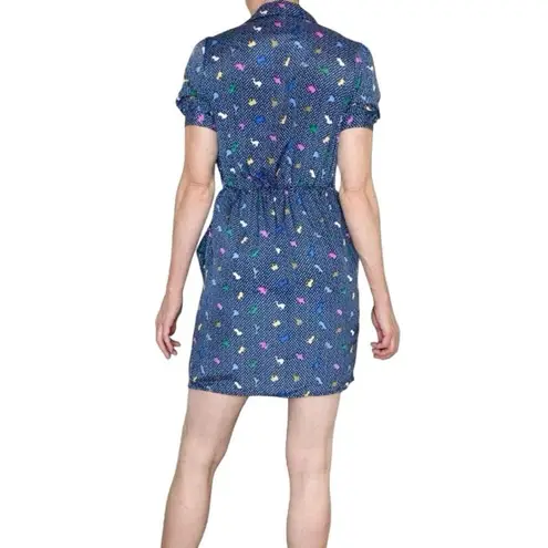 Peppermint Navy Blue Abstract Animal Preppy Mini Wrap Dress