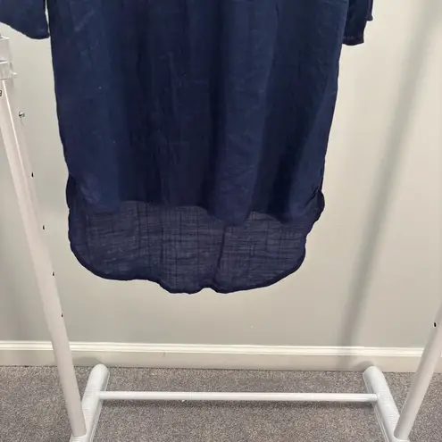 Kona Sol Blue Tunic Swim Cover-Up with White Embroidery