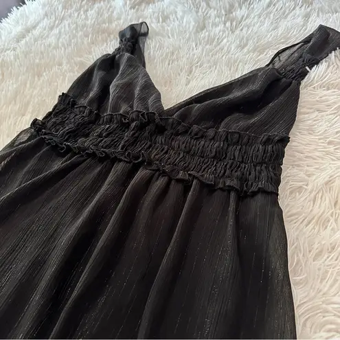 Jordache Vintage Y2K Black Babydoll Tunic Top Metallic Juniors Size Large